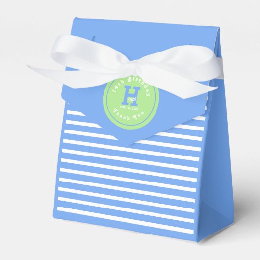 Birthday Stripes Blue ⎮ White Green Fee Box Geschenkschachtel (Vorderseite)