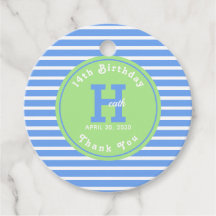 Birthday Stripes Blue ⎮ White Green Gevor Tag