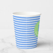Birthday Stripes Blue ⎮ White Green Pappbecher (Rechts)