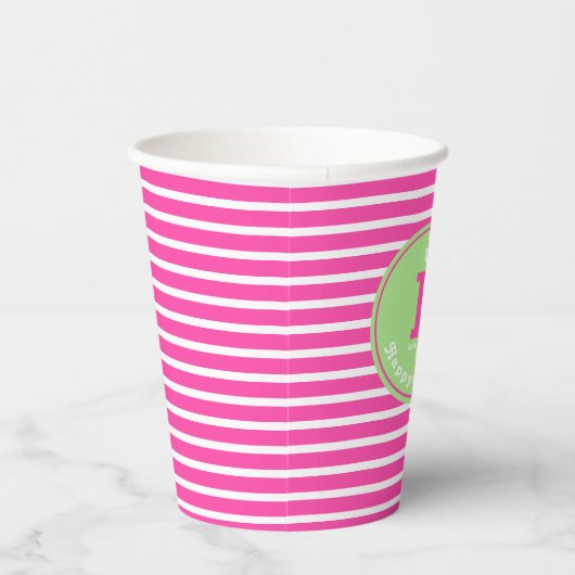 Birthday Strips Pink ⎮ White Paper Cup Pappbecher (Rechts)