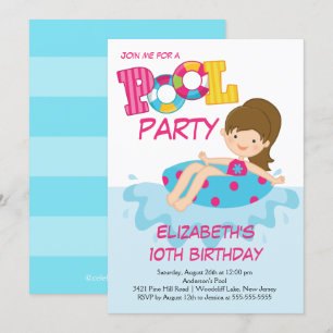 Birthday Summer Pool Party Einladung