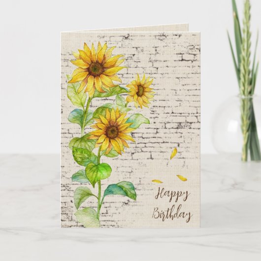 Birthday Sunflower Bouquet auf Brick Karte (Vorderseite)