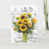 Birthday Sunflower Bouquet auf Brick Wall Karte (Vorderseite)