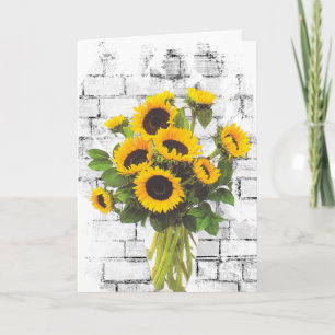 Birthday Sunflower Bouquet auf Brick Wall Karte
