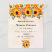 Birthday sunflower gelb orange Einladung (Vorderseite)