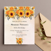 Birthday sunflower gelb orange Einladung Flyer