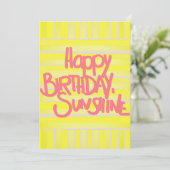 Birthday Sunshine Neon Gelbe Sonnengrußkarte (Stehend Vorderseite)