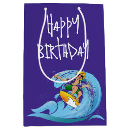 Birthday Surfer on Wave Mittlere Geschenktüte