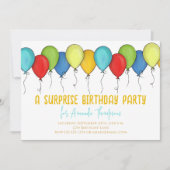 Birthday Surprise Party Balloons QR Code Facebook Einladung (Vorderseite)
