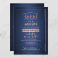 Birthday Surprise Party Brushed Navy Blue & Copper