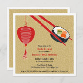 Birthday Sushi Party Flat Einladung (Vorne/Hinten)