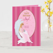 Birthday Sweet Angel Sitzen im Oval Rahmen Karte (Gelbe Blume)