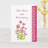 Birthday, Sweet Peas, Garden Flowers German Karte (Gelbe Blume)