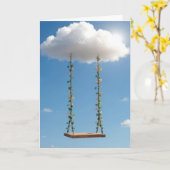 Birthday Swing Hanging From a Cumulus Cloud Karte (Gelbe Blume)