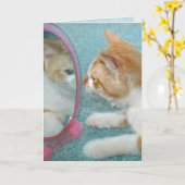 Birthday Tabby Cat in Mirror Karte (Gelbe Blume)