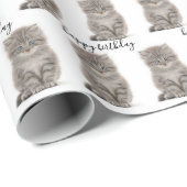 Birthday Tabby Kitten on White Geschenkpapier (Rolleneckpunkt)
