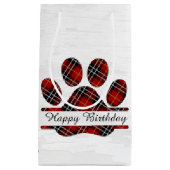 Birthday Tartan Kariert Paw Print Kleine Geschenktüte (Vorderseite)