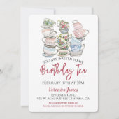 Birthday Tea Cups Party Einladung (Vorderseite)