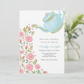 Birthday Tea Party Dusche Einladung (Stehend Vorderseite)