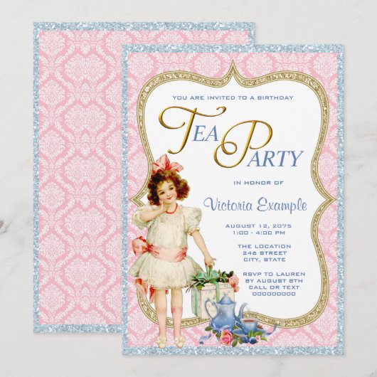 Birthday Tea Party Einladung (Vorne/Hinten)