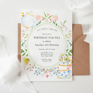 Birthday Tea Party Whimsical Wildblume Einladung