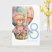 Birthday Teddy Bären Ballon 18TH Karte (Gelbe Blume)