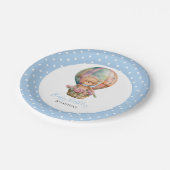 Birthday Teddy Bären Ballon Poke Dots Pappteller (Schrägansicht)