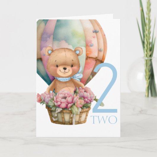 Birthday Teddy Bear Balloon 2ND Card Karte (Vorderseite)