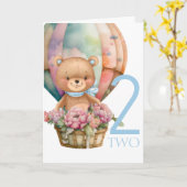 Birthday Teddy Bear Balloon 2ND Card Karte (Gelbe Blume)