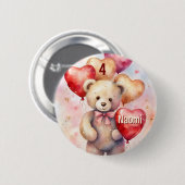Birthday Teddy Bear geben Name & Age Little Girl's Button (Vorne & Hinten)