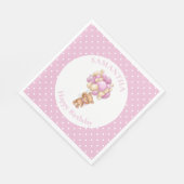 Birthday Teddy Bear PINK Balloons Serviette (Ecke)