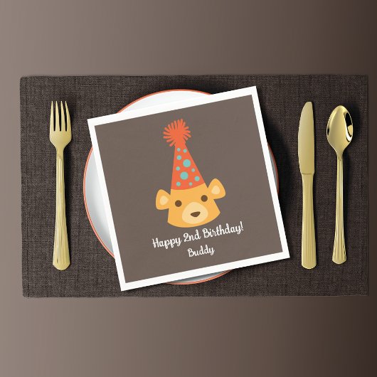 Birthday Teddy Bear Tragen eines Party Hat Serviette
