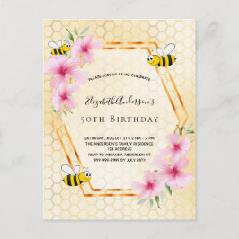 Birthday Tee Party 50 Honigwabenkrauben Postkarte