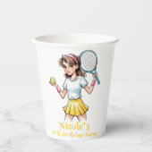 Birthday Tennis Ace Girl Pappbecher (Vorderseite)