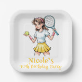 Birthday Tennis Ace Girl Pappteller (Vorderseite)