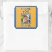 Birthday Thank you Kids Name & Photo Quadratischer Aufkleber (Tasche)