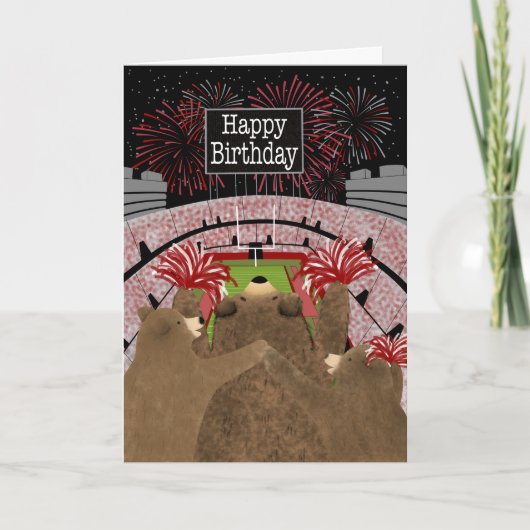 Birthday Three Bears Cheering Red Karte (Vorderseite)