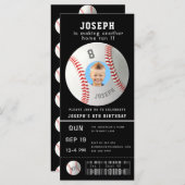 Birthday Ticket Black Foto Baseball Einladung (Vorne/Hinten)