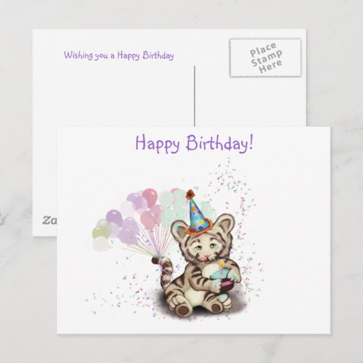 Birthday Tiger Postkarte (Vorne/Hinten)