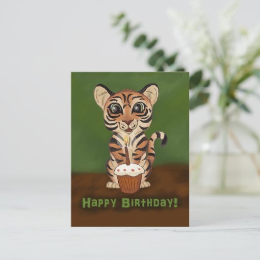 Birthday Tiger Postkarte (Stehend Vorderseite)