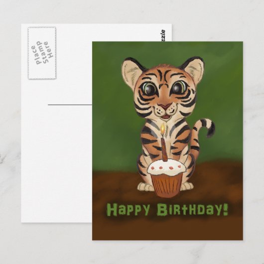 Birthday Tiger Postkarte (Vorne/Hinten)