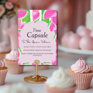 Birthday Time Kapsel Pink Watermelon Unterschrift Einladung
