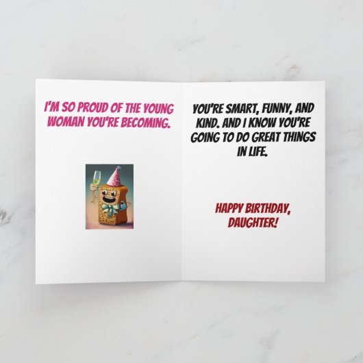 Birthday Toast Funny Daughter Geburtstag Karte (Innenseite)