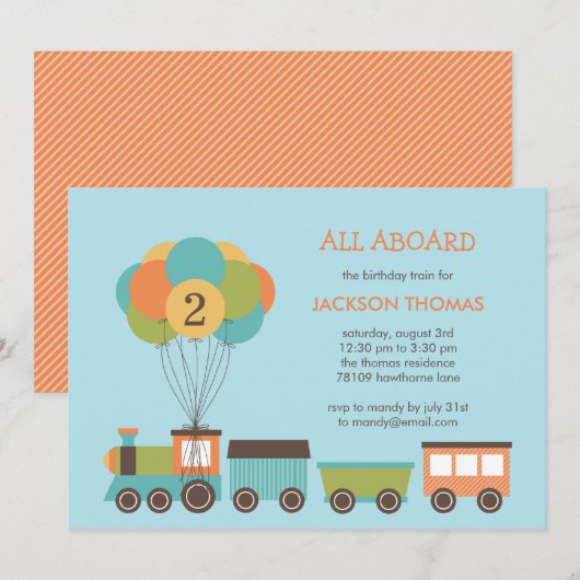 Birthday Train Geburtstagsparty Einladung (Vorne/Hinten)