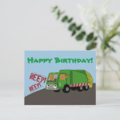 Birthday Trash Truck Postkarte (Stehend Vorderseite)