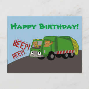 Birthday Trash Truck Postkarte