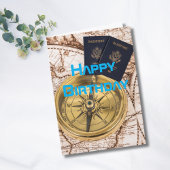 Birthday Travel World Map Passport Compass Fun Karte