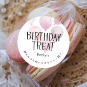 Birthday Treat Pink Balloons Watercolor Runder Aufkleber