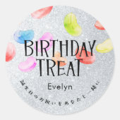 Birthday Treat Silver Glitter Jelly Beans Runder Aufkleber (Vorderseite)