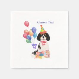 Birthday Tri Cavalier King Charles Spaniel Serviette